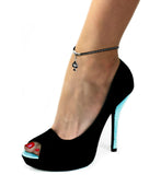 Queen of Spades Black Studded Suede Anklet
