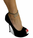 QOS Black Studded Suede Anklet
