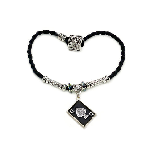 Queen of Spades Playing Card Silk Twist Anklet