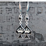 Spade with Crown Earring Set - Stainless Steel
