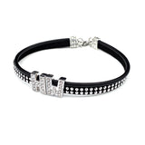 Hotwife Rhinestone Letters and Black Studded Suede Anklet