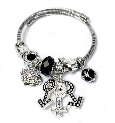 MFM Symbols Stainless Steel Stainless Steel Charm Bracelet