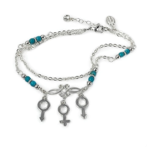 MFM Stainless Steel and Beaded Anklet