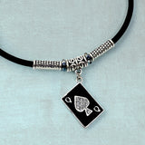 Queen of Spades Playing Card Leather Anklet