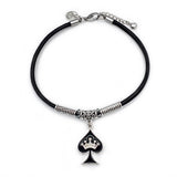 Queen of Spades Leather Anklet