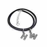 Hotwife Black Studded Suede Anklet