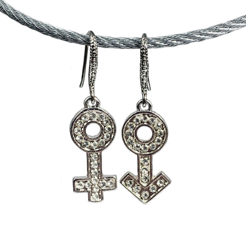 Male & Female Symbols Earring Set - Rhinestone